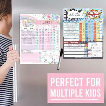 Dry Erase Chore Chart for Kids – Daily Responsibility and Reward Chart, Magnetic Chore Chart for Refrigerator, Behavior Board for Toddlers and Kids, Weekly Checklist