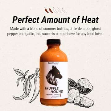 Seed Ranch Gourmet Truffle Hound Hot Sauce - Medium Heat - Spicy & Savory Truffle Hot Sauce with Chile de Arbol, Ghost Pepper & Garlic - Vegan, Non-GMO - Pasta, Pizza & Sriracha Lovers