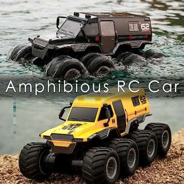 KB KAIBO Amphibious RC Truck 1: 12 8WD, 2.4G Off Road Waterproof Large Remote Control Car for Boys, All Terrain RC Car Toys for 7 8 9 10 11 12 Year Old Boys/Girls 4+, Gift Birthday Christmas -Black