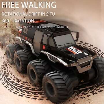 KB KAIBO Amphibious RC Truck 1: 12 8WD, 2.4G Off Road Waterproof Large Remote Control Car for Boys, All Terrain RC Car Toys for 7 8 9 10 11 12 Year Old Boys/Girls 4+, Gift Birthday Christmas -Black