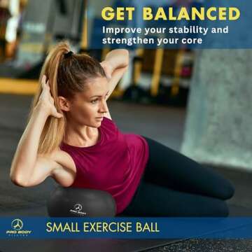 ProBody Pilates Ball Small Exercise Ball with Pump - 9 Inch Workout Ball for Stability, Barre, Yoga, Core & Physical Therapy, Home Gym & Office Use (Black)