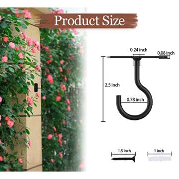 Ceiling Hooks for Hanging Plants 2Pack 2.5in,Wall Mount Hangers Plant Hooks,Wall Hooks for Plants,Lights,Planters,Lanterns,Hanging Bird Feeders,Wind Chimes,indoor&Outdoor Decoration Hooks Black