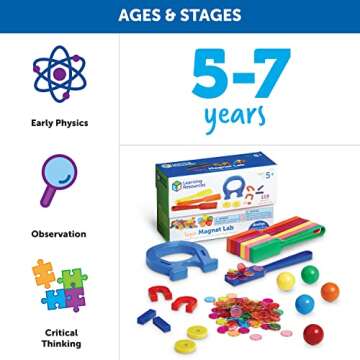 Learning Resources Super Magnet Lab Kit - 119 Pieces, Ages 5+, STEM ,Toys for Kindergartner, Science Learning Activities for Kids,Back to School Supplies,Teacher Supplies