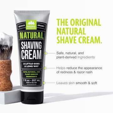 Pacific Shaving Company Natural Shaving Cream - Shea Butter + Vitamin E Shave Cream for Hydrated Sensitive Skin - Clean Formula for a Smooth, Anti-Redness + Irritation-Free Shave Cream (7 Oz, 3 Pack)