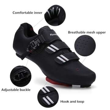 Mens Womens Cycling Shoes Compatible with Pelaton Bike Shoes Road Bike Shoes Riding Pre-Installed with Delta Cleats Clip Indoor Outdoor Pedal Size 11 Black