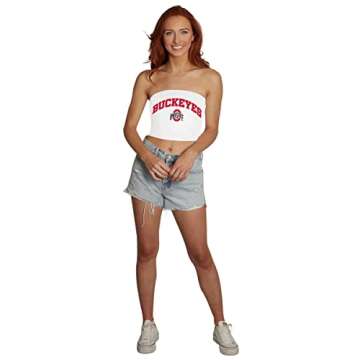 Lojobands Women's Tailgate Outfit College Game Day Tube Top Strapless Top One Size Fits Most (One Size, Ohio State OSU Buckeyes - White)