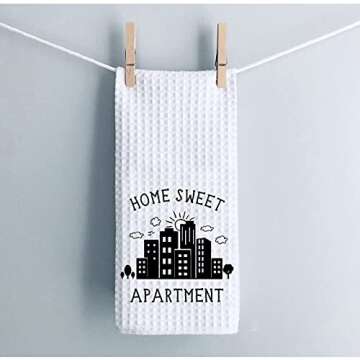 WCGXKO Funny Dish Towel Home Sweet Apartment Kitchen Towel Sweet Housewarming Gift New Apartment Gifts Decor (Sweet Apartment)