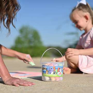 Sunny Days Entertainment Sidewalk Chalk Set for Kids with Storage, Washable, Jumbo Colored Chalk for Outdoor Play and Chalkboard Art - Ages 3+ (20 Pieces, Multicolor)