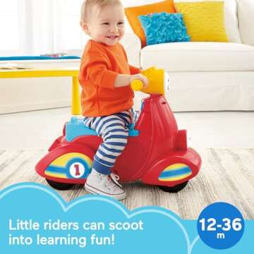 Fisher-Price Baby Learning Toy Laugh & Learn Smart Stages Scooter Ride-On with Music for Developmental Play Toddlers Ages 1+ Years