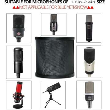 Pop Filter for Microphone, Black POP SHIELD.Metal Mesh Layer Microphone Windscreen Cover Handheld Mic Shield Mask,Microphone Accessories for Vocal Recording,Youtube videos,Streaming.Mic anti spray net