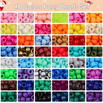 Song Xi 3500pcs Pony Beads for Friendship Bracelet Kit, 48 Colors Bracelet Making Kit Included Kandi Beads Set, Letter Beads, Number Beads, Plastic Rainbow Bead Bulk for Craft DIY