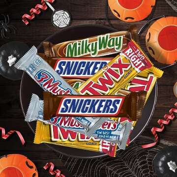 SNICKERS, TWIX, MILKY WAY, 3 MUSKETEERS, Full Size Halloween Candy Bar Variety Pack, 33.31oz/18 Pack