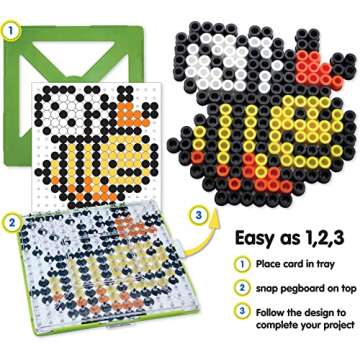 Perler 80-70729 Biggie Fuse Bead Pattern Cards and Pegboards, Multicolor, Small, 20pcs