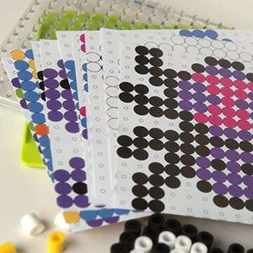 Perler 80-70729 Biggie Fuse Bead Pattern Cards and Pegboards, Multicolor, Small, 20pcs