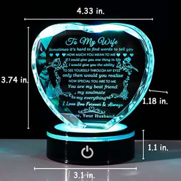 YWHL Gifts for Wife with Colorful LED Base I Love You-Gifts for Her from Husband