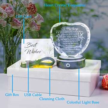 YWHL Gifts for Wife with Colorful LED Base I Love You-Gifts for Her from Husband