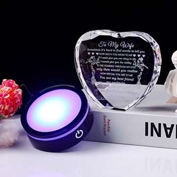 YWHL Gifts for Wife with Colorful LED Base I Love You-Gifts for Her from Husband