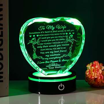 YWHL Gifts for Wife with Colorful LED Base I Love You-Gifts for Her from Husband