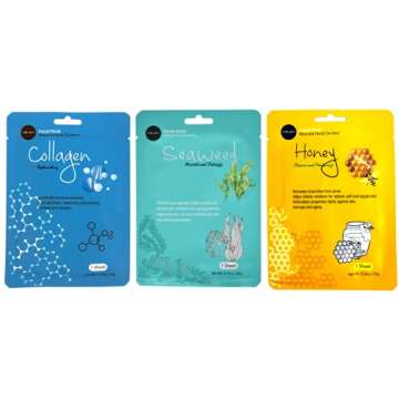 Celavi Essence Facial Sheet Face Mask Variety Set Classic Authentic Korean Moisturizing Skincare (12-Packs)