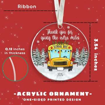 School Bus Ornaments - School Bus Car Hanging Ornaments, Bus Driver Ornaments - Appreciation Gifts for Bus Driver, Thank You Gifts for Driver - Gifts for Driver Men, Women - Acrylic Christmas Ornament