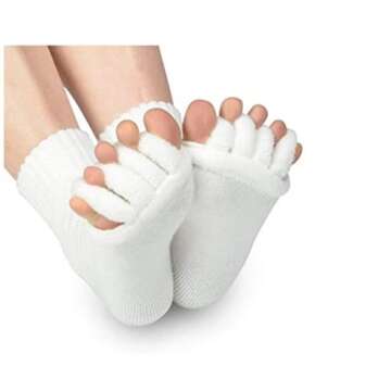 Star Han Yoga Gym Sports Five Toe Separator Massage Foot Alignment Socks ,1 Pairs, White, 16 (SH000065)