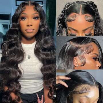 Abhayy 13X6 Lace Front Wigs Human Hair 22inch 200% Density Human Hair Wigs Body Wave Wigs Human Hair Wigs For Black Women Glueless Wigs Lace Frontal Wigs Human Hair (black lace front wigs, 22 Inch)