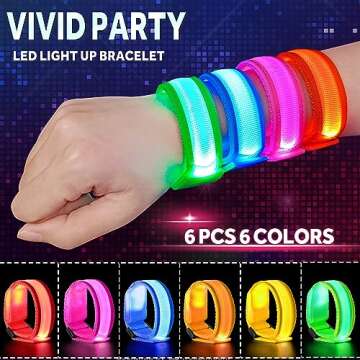 GIFTINBOX 12/6 PCS LED Light Up Bracelets for Kids Adults, LED Glow Flashing Arm Wrist Bands, Glow in The Dark Party Supplies for Night Events Halloween Safety Party Favors Concerts Rave Sports