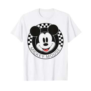 Disney Mickey And Friends Mickey Mouse Checkerboard Circle Short Sleeve T-Shirt For unisex-child, Small