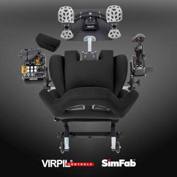 SimFab Modular Flight Simulator Cockpit For Combat Simulation. DCS Edition. Compatible With Thrustmaster Warthog, WinWing, VirPil, VKB And Alike Controls. Upgradable To General Aviation, Space Sim Or Sim Racing. (black seat)