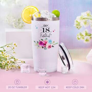 ShinnyWis 18th Birthday Gifts for Girls, Tumblers Gifts Set for 18 Year Old Girl