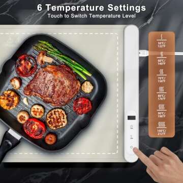 FYY Food Warming Mat - Electric Warming Tray with 6 Temperature Settings and 6 Hours Timer, Full Surface Graphene Heating Food Warmer, Premium Rollable Heating Tray for Gatherings, Parties, Khaki