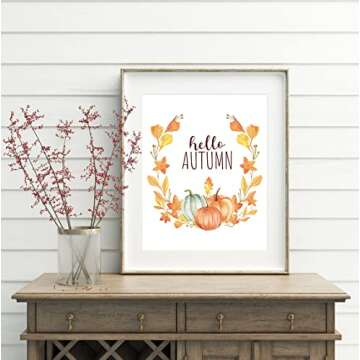 Gubrandin Autumn Decor Fall Decor Wall Art Watercolor Pumpkin Prints Floral Paintings Thanksgiving Farmhouse Home Decorations (8x10 inch 3PCS Unframed)