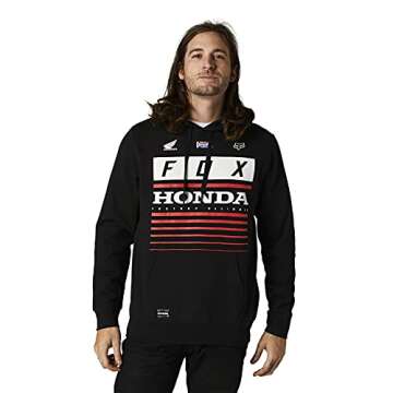 Fox Racing Men's Standard Honda Pullover Fleece, Black, Medium