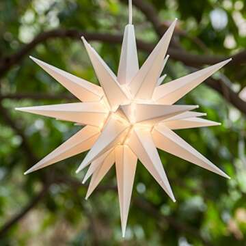 Kringle Traditions 14" White Star Outdoor Decoration, Christmas LED Star Decor, Moravian Star Christmas Light