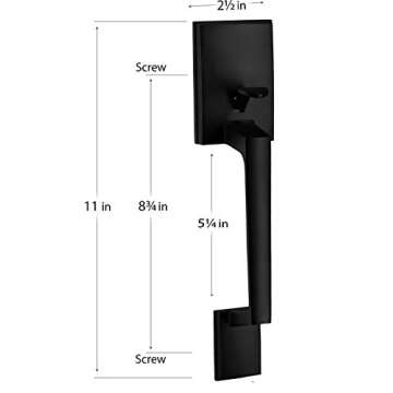 Berlin Modisch Single Cylinder HandleSet with Lever Door Handle (for Entrance and Front Door) Reversible for Right and Left Handed deadbolt Handle Set Iron Black Finish