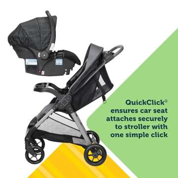 Safety 1st Smooth Ride QCM Travel System, Fast, 1-Hand Lift to fold, High Street