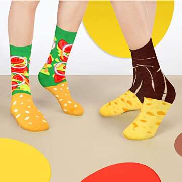 Funny Burger Socks Box for Women Mom Teen Girls - Funny Gifts Hamburger Fun Novelty Funky Crazy Silly Cool Cute Food Socks-Mothers Valentines Day Birthday Gag Christmas Gifts Stocking Stuffers