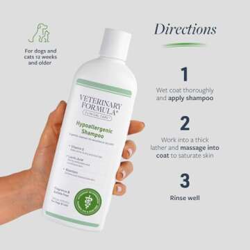 Veterinary Formula Clinical Care Hypoallergenic Shampoo for Dogs and Cats, 16 oz – No Harsh Ingredients – Fragrance-Free Pet Shampoo for Allergies and Sensitive Skin, Promotes Healthy Skin and Coat