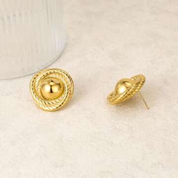 Vintage Round Gold Earrings - Statement Jewelry for Women