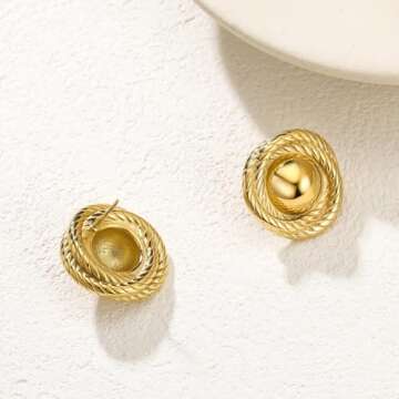 Vintage Round Gold Earrings - Statement Jewelry for Women