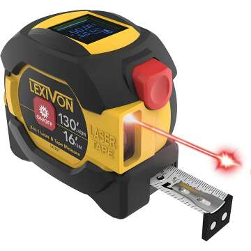 LEXIVON 2 in 1 Digital Laser Tape Measure | 130ft/40m Laser Distance Meter Display On Backlit LCD Screen with 16ft/5m AutoLock Measuring Tape | Ft/Inch/Fractions/M/mm(LX-201)