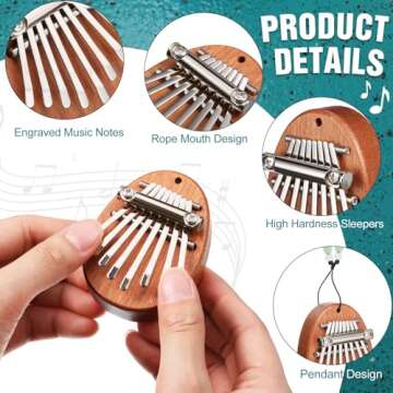 Maasechs 2 Pcs Mini Musical Instruments Mini Kalimba and Mini Rain Drum with Drumstick 8 Keys Finger Thumb Piano and 6 Notes Steel Drum for Christmas Adult Beginners(Dark Green)