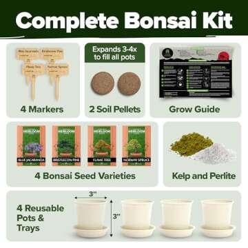 Bonsai Tree Kit - Gifts for Men & Women - Grow 4 Bonsai Trees - Unique Gardening Crafts for Adults, DIY Hobbies for Plant Lovers & Gardeners - Unusual Christmas Gift Ideas for Mom & Dad