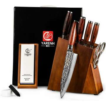 YARENH 8 Piece Damascus Chef Knife Set – Professional Culinary Excellence