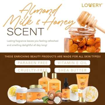 Almond Milk & Honey Beauty Gift Basket for Women