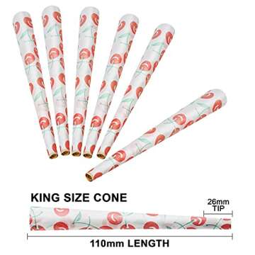 Ornate Ocean Pre Rolled Cones Flavored Cones 50 Pack | Flavored Pre-Rolled Cones King Size Cones with Tips Rolling Papers | Metal Mini Accessory (50 Pack Travel Kit) (Cherry)