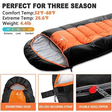 Sleeping Bag anngrowy Camping Sleeping Bags for Adults Kids Cold Weather 0 Degree Lightweight Sleeping Bag Ultralight Indoor Waterproof Winter Outdoor Warm Cotton Sleeping Bag for Backpacking, Hiking