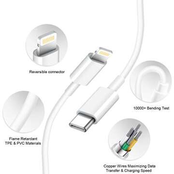 iPhone Charger Fast Charging USB C Charger Block Type C Charger Fast Charging 20W PD Wall Charger with 6FT iPhone Charger Cord for iPhone 14/14 Pro Max/13/13 Pro Max/12/12 Pro Max/Pro iPad