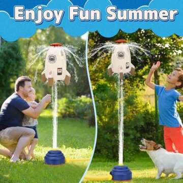 Sprinkler For Kid丨Kids Sprinkler Outdoor Water Toys For Yard丨Outdoor Water Play Rocket Launcher Toys For Toddlers 1-3丨Summer Backyard Water Play Toys丨Rocket Launcher For Kids 3 4 5 6 7 8 9 10 11 12