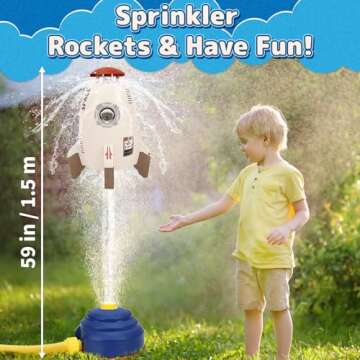 Sprinkler For Kid丨Kids Sprinkler Outdoor Water Toys For Yard丨Outdoor Water Play Rocket Launcher Toys For Toddlers 1-3丨Summer Backyard Water Play Toys丨Rocket Launcher For Kids 3 4 5 6 7 8 9 10 11 12